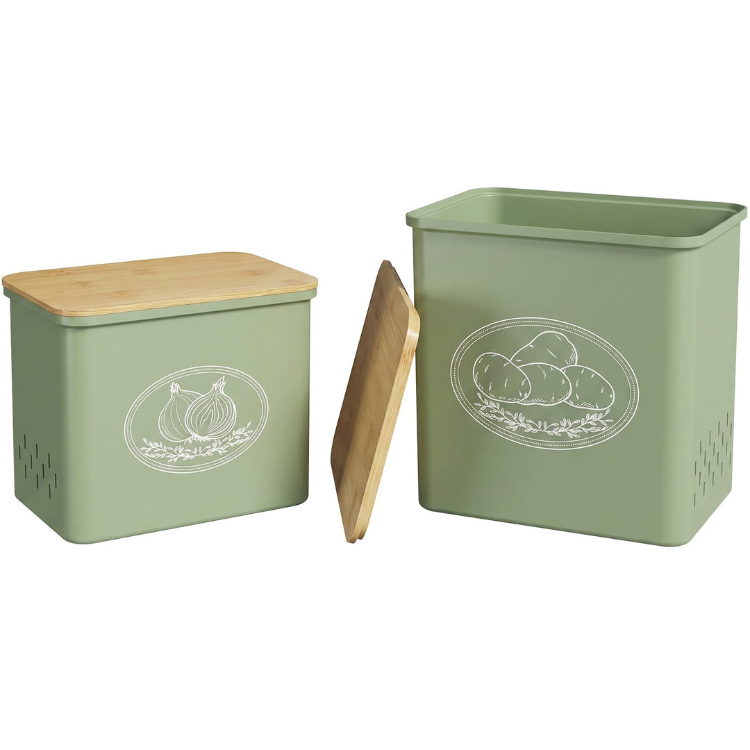 Lifewit Kartoffel Aufbewahrungsbox, 2er Set Grosse Kunttsoff Vorratsdosen für Kartoffel Zwiebel knob