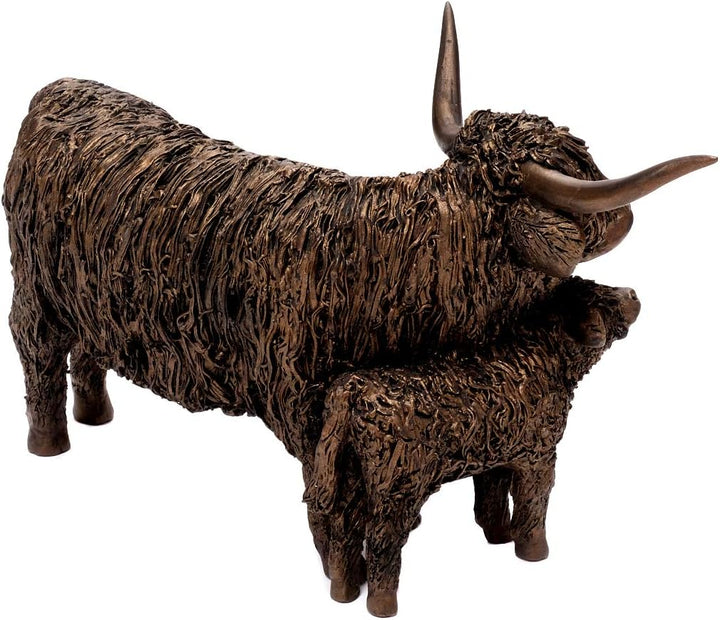 Deko Skulptur Kuh Highland Rinder Bronzefigur Bulle Dekoration Bauernhoftier Kunstfigur Cattle (Mode