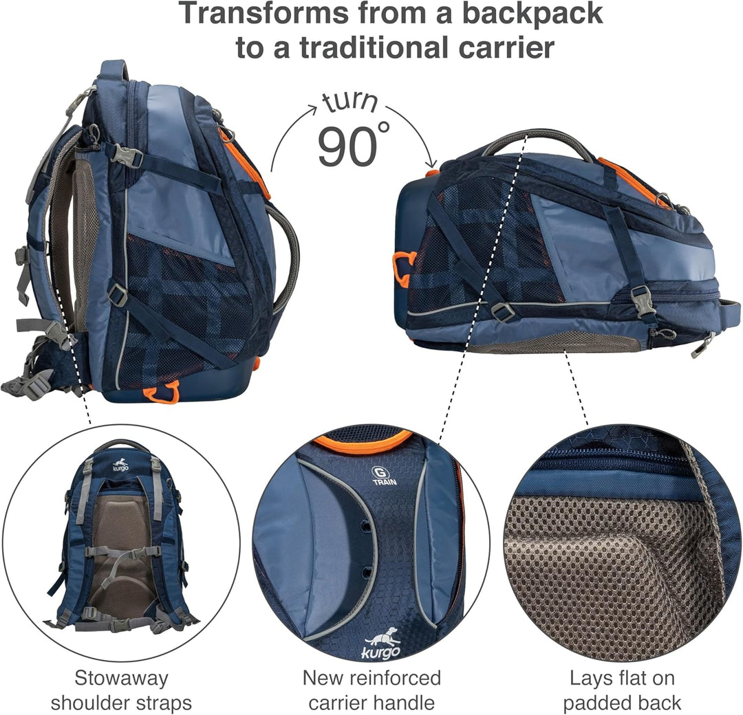 Kurgo G-Train Hunderucksack, Mit integriertem Haustierfach, Wasserfester Boden, Für Haustiere bis zu