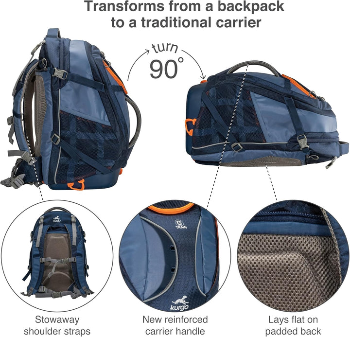 Kurgo G-Train Hunderucksack, Mit integriertem Haustierfach, Wasserfester Boden, Für Haustiere bis zu