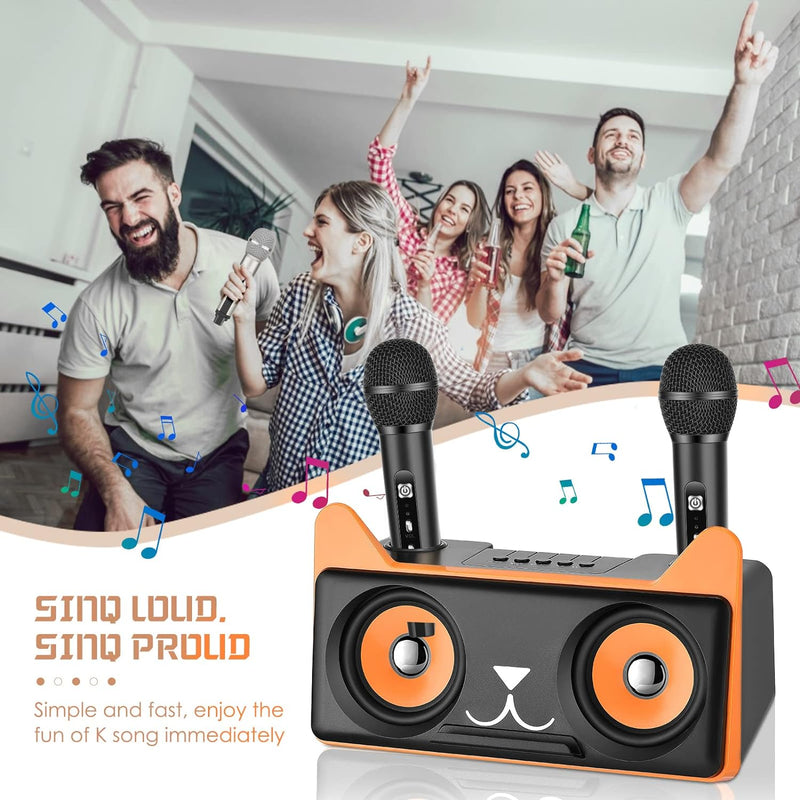 Karaoke Maschine mit 2 Drahtlosen Mikrofonen VAYOTOY Bluetooth-Lautsprecher Karaoke Anlage für Kinde