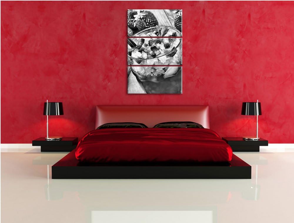 Pixxprint Leckerer Erdbeercocktail als Leinwandbild/Grösse: 3 Teilig (120x80) cm/Wandbild/Kunstdruck