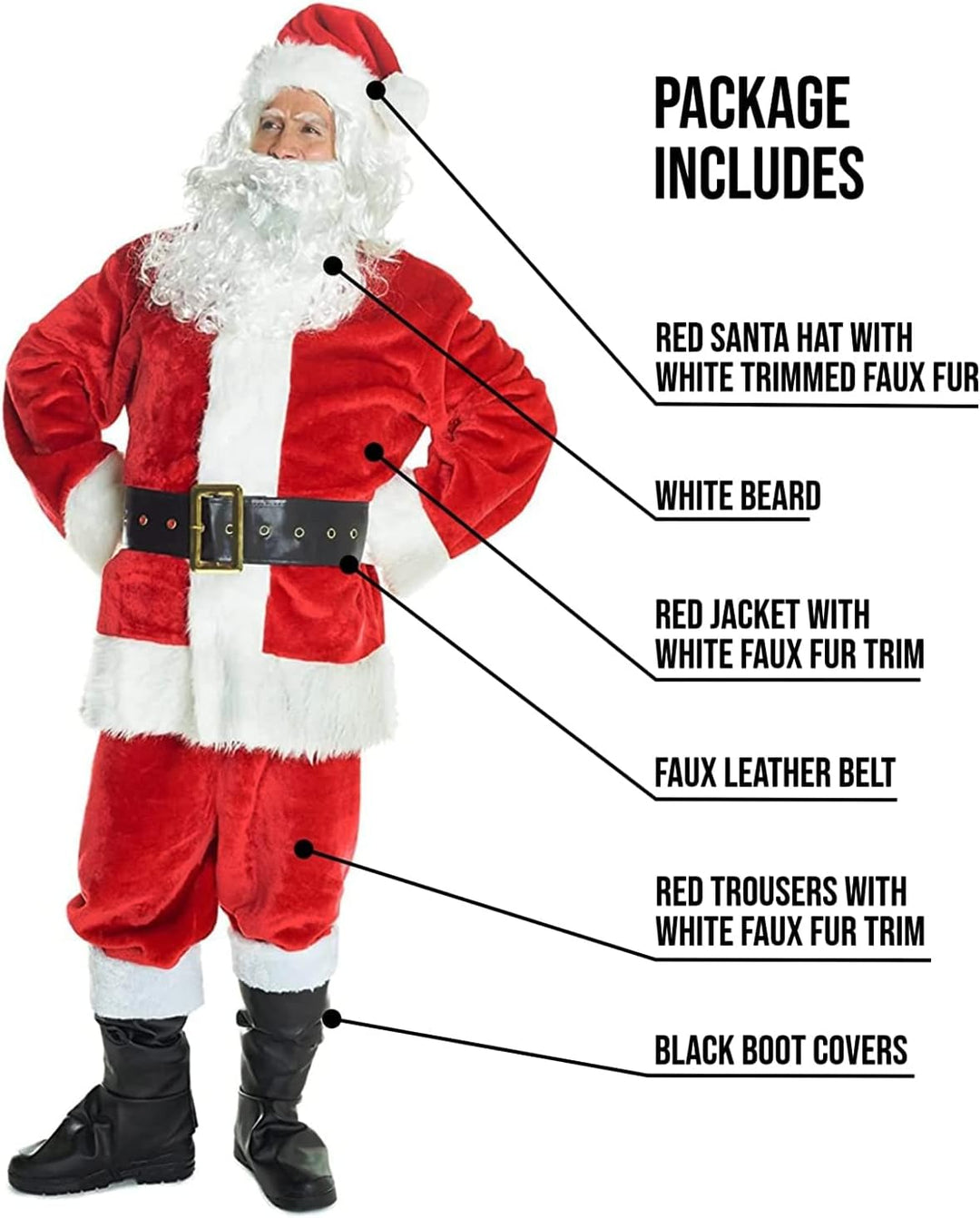 Morph Weihnachtsmann Kostüm Herren, Weihnachtsmann-Kostüm, Nikolauskostüm Mann, Santa Claus, L