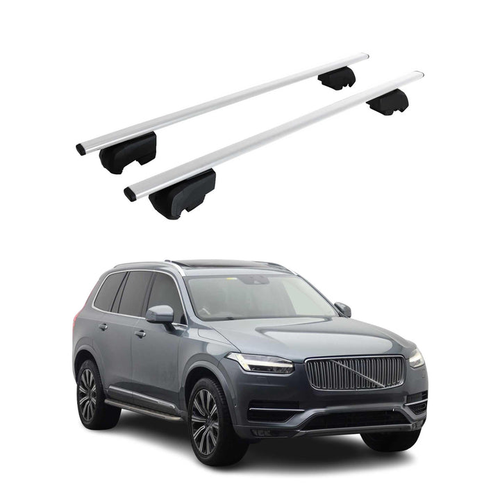 Dachträger Gepäckträger kompatibel mit Volvo XC90 2015-2023 Grundträger TÜV ABE Silber 2X XC90 2015-