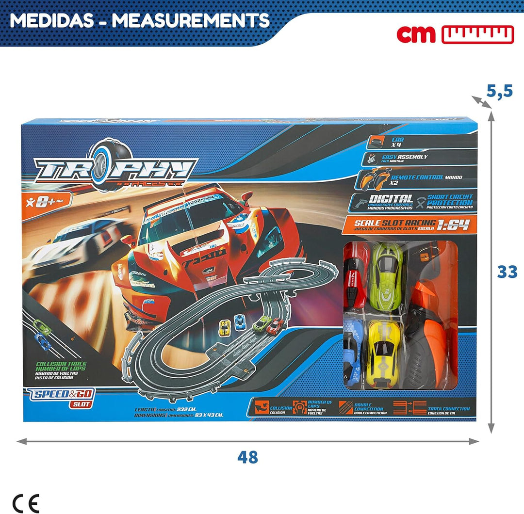 Colorbaby Speed & Go Elektrische Rennstrecke, 2 Autos, Massstab 1:64, Grösse 93 x 43 cm, Länge 232 c