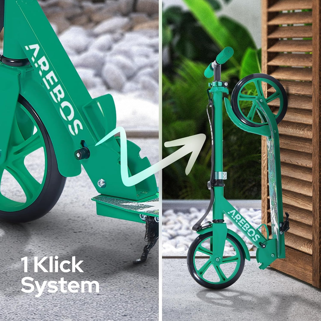 Arebos Cityroller Tretroller Scooter höhenverstellbar | klappbar | inkl. Traggurt | XXL Räder | Trit