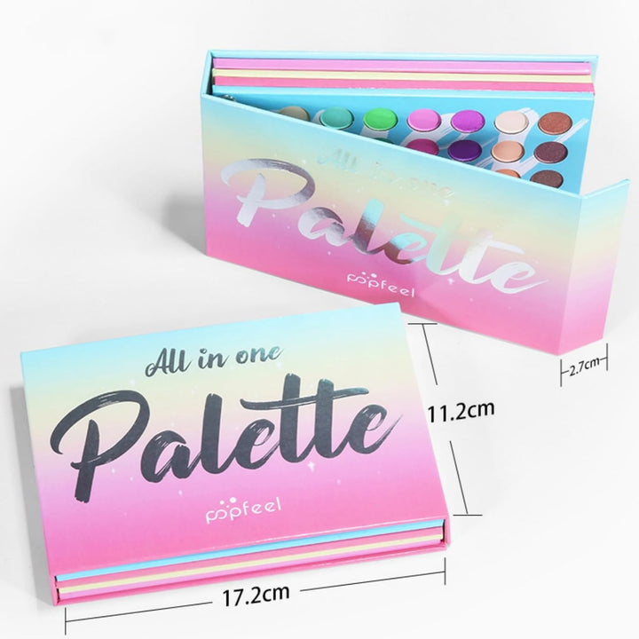 Alles in Einem Schminkset - 4 in1 Farbtafel Makeup Palette Set - 80 Lidschatten, 20 Lip Gloss, 3 Blu