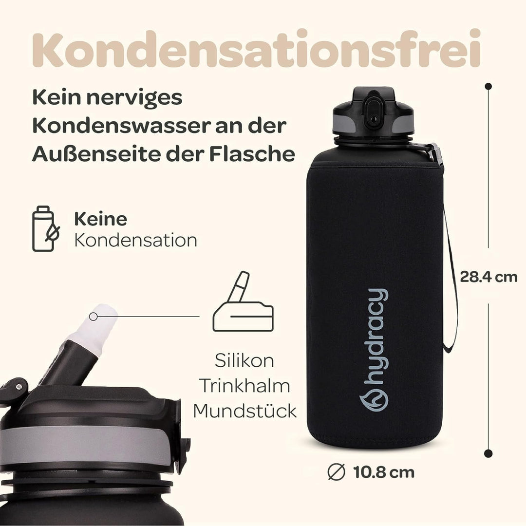Hydracy Trinkflasche mit Strohhalm und Zeitmarkierung - 2L Wasserflasche - BPA-freie Trinkflasche -