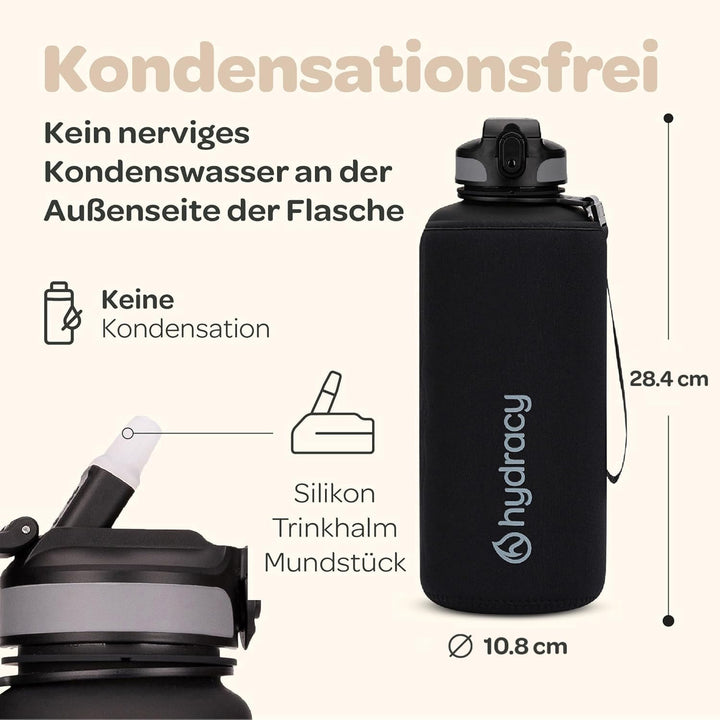 Hydracy Trinkflasche mit Strohhalm und Zeitmarkierung - 2L Wasserflasche - BPA-freie Trinkflasche -
