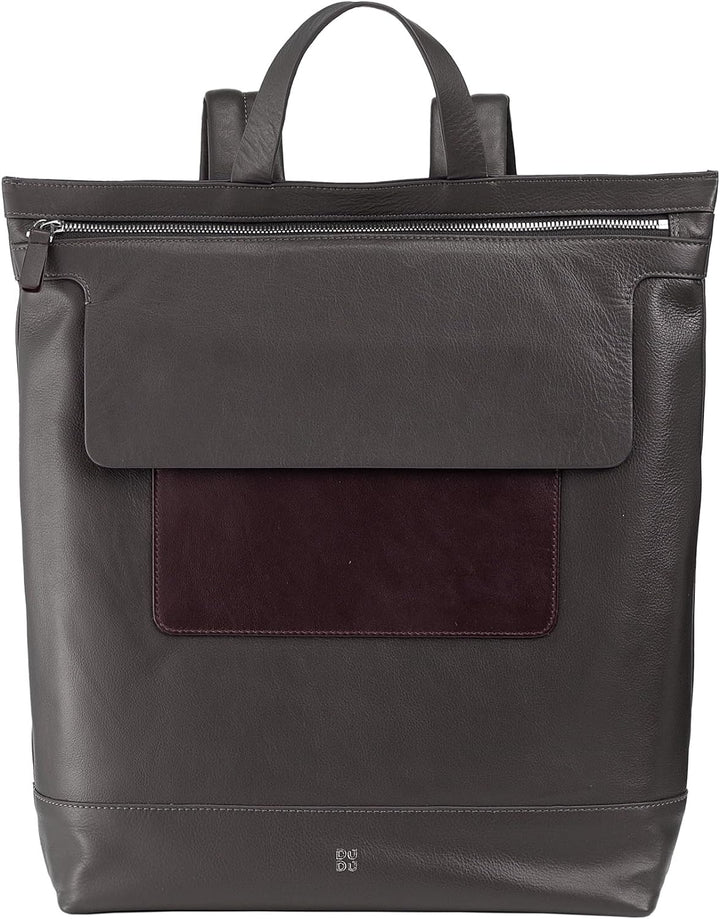 DUDU Herrenrucksack, weicher lässiger Damenrucksack aus echtem Leder mit Reissverschluss Grosser bun
