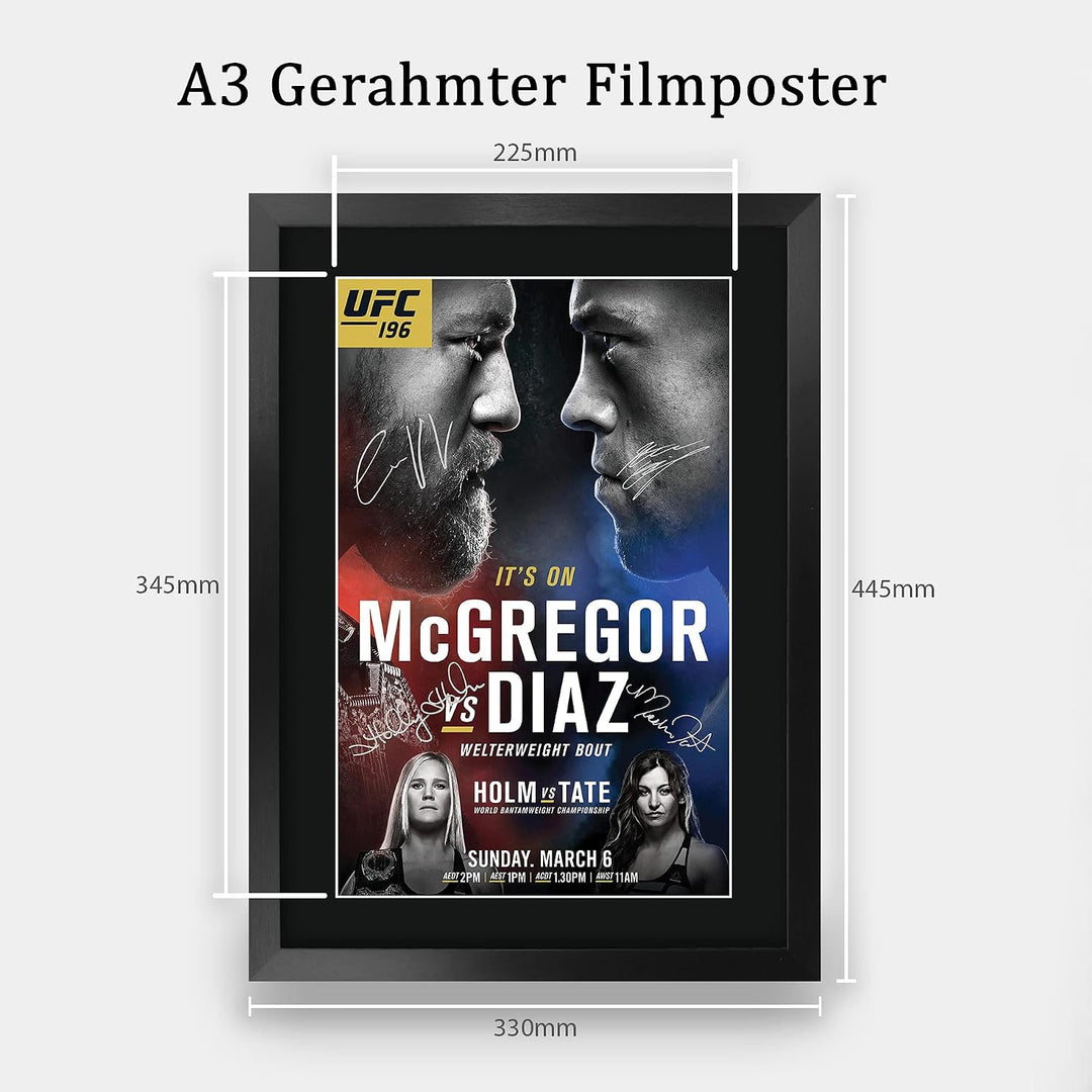 HWC Trading A3 FR UFC 196 Programm-Plakat Conor McGregor Nate Diaz Holly Holm Miesha Tate Signed Ges