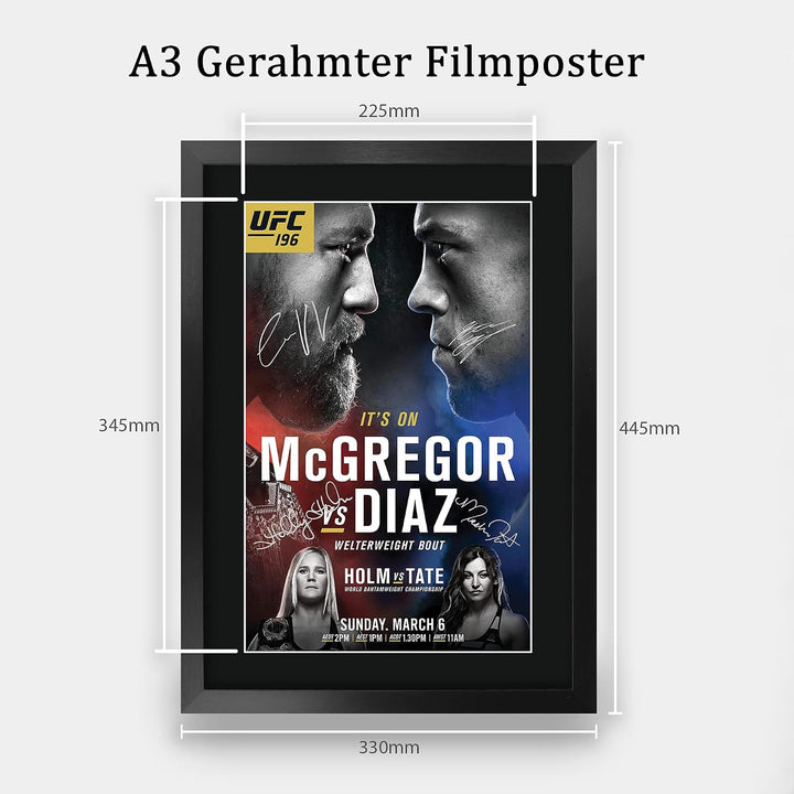 HWC Trading A3 FR UFC 196 Programm-Plakat Conor McGregor Nate Diaz Holly Holm Miesha Tate Signed Ges