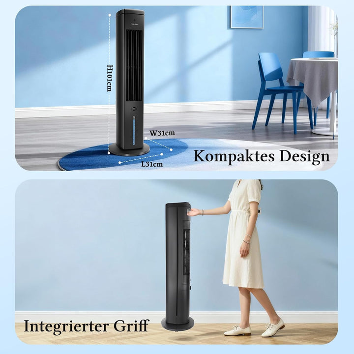 Taylor Swoden Turmventilator mit Wasserkühlung leise, 5-in-1 Luftkühler mit ION-Technologie & Aromad