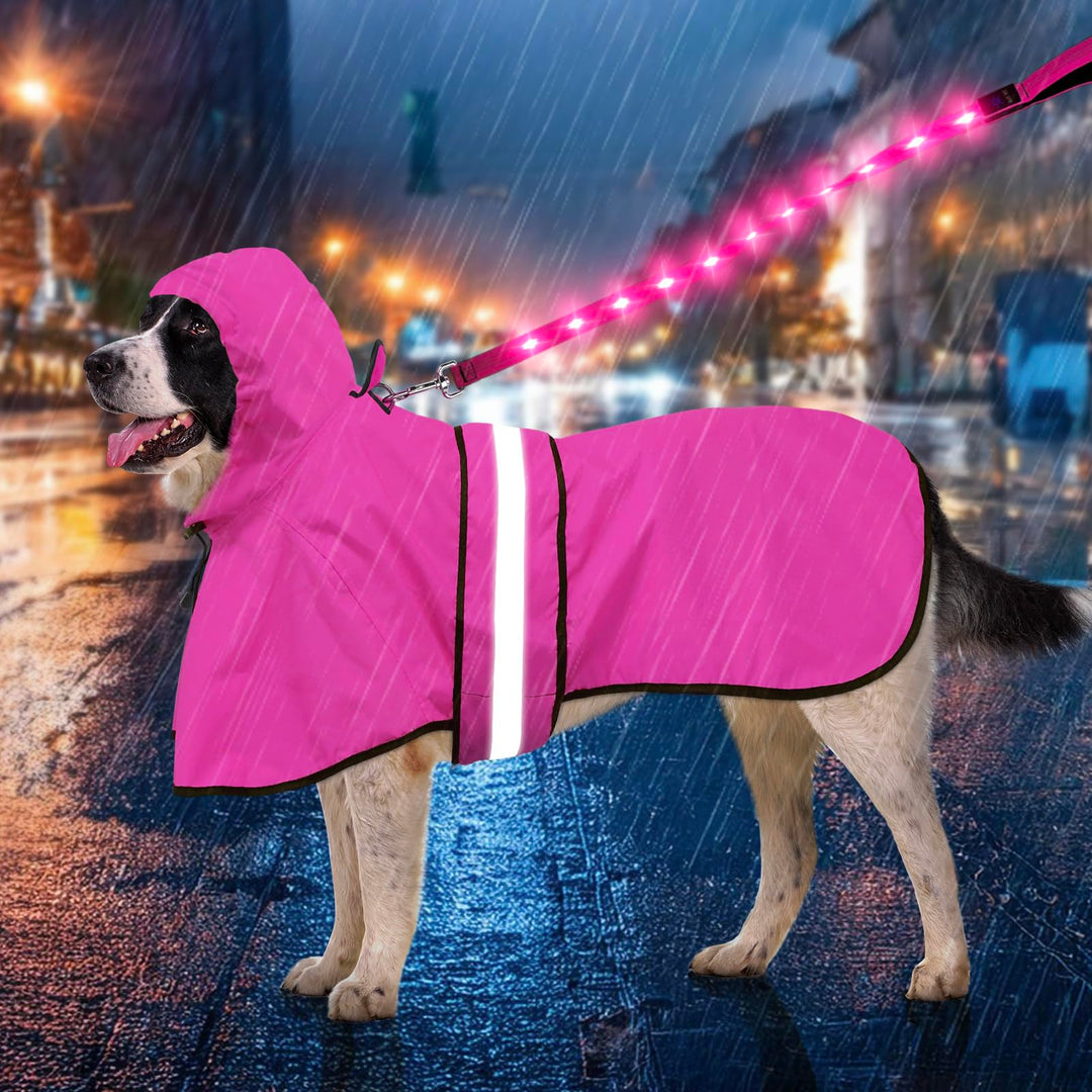 Weesiber Regenmantel Hund - Hunderegenmantel Wasserdicht Regenjacke Hund Reflektierend mit Leinenloc