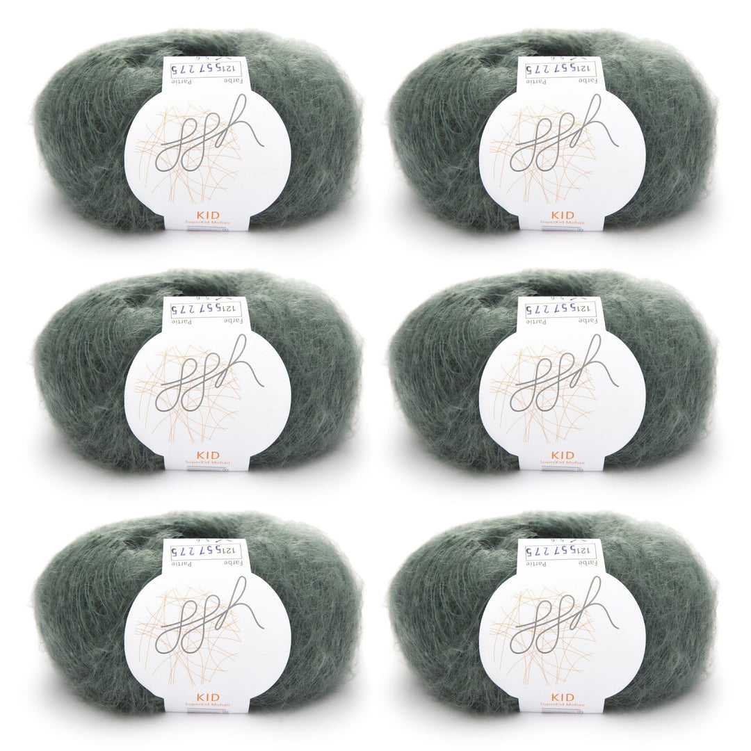 ggh Kid Box - 6 Knäuel Strickwolle aus Kid Mohair - Farbe 121 - Berylgrün, 121 - Berylgrün