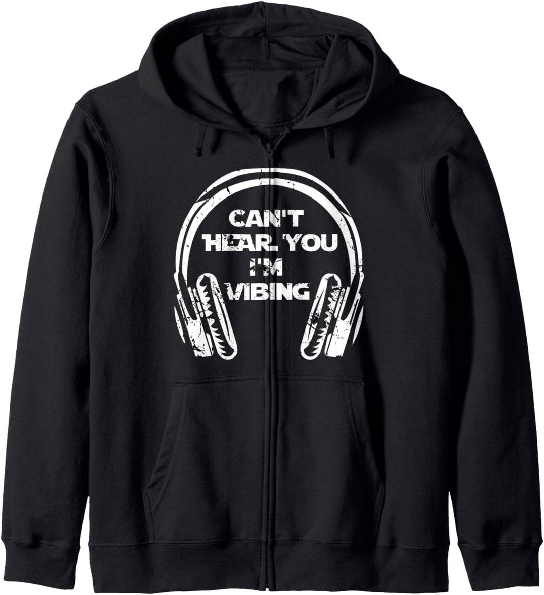 Funny Beatmaker Gamer Headset Can't Hear You I'm Vibing Kapuzenjacke