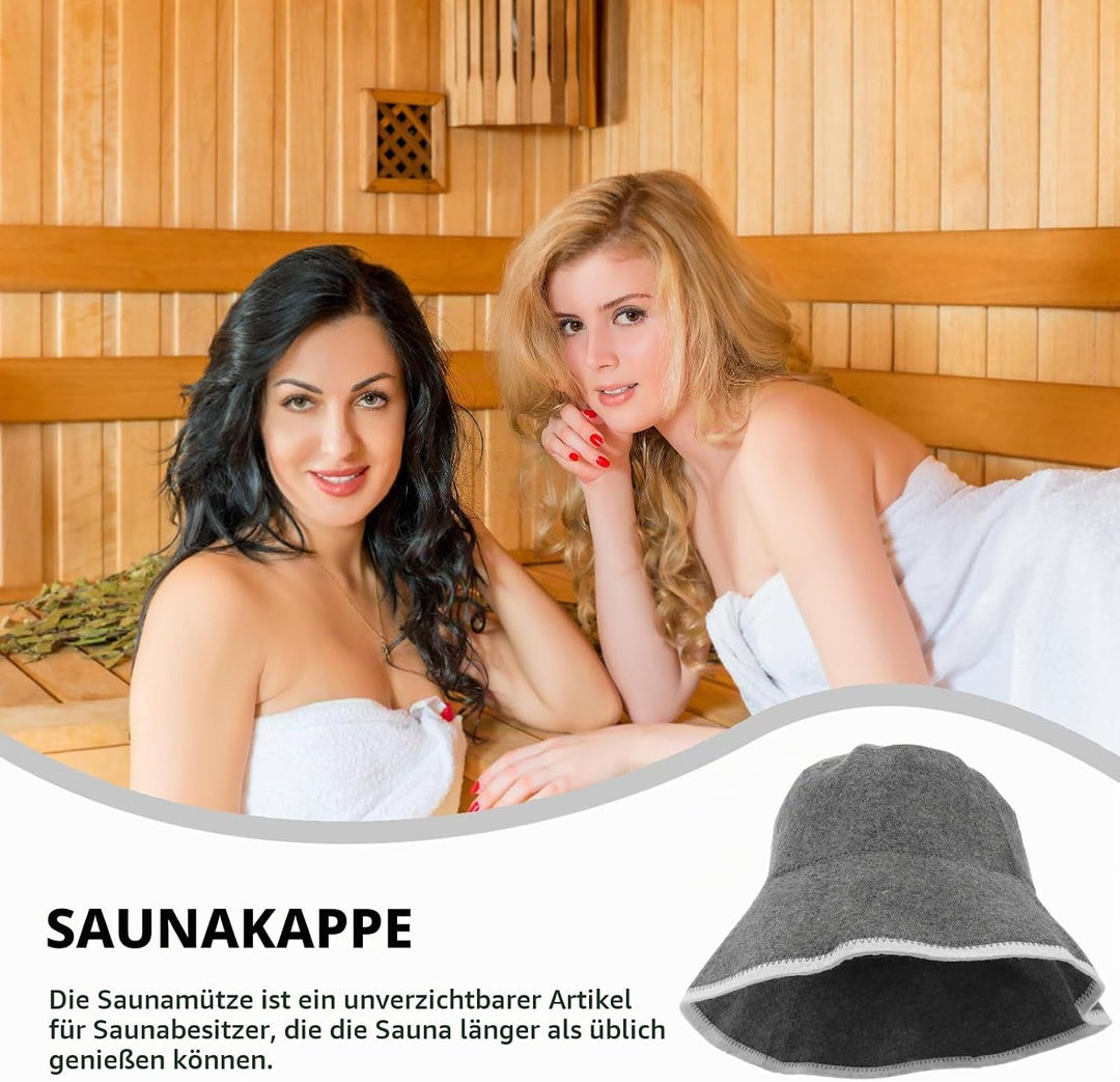 Yardwe Wollfilz Saunahut FüR Herren Und Damen - Atmungsaktiver Und Wasserabsorbierender Saunakopf -