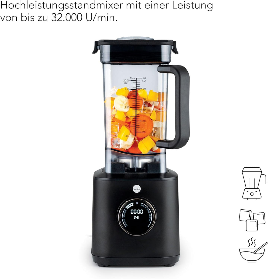 Wilfa POWER FUEL XL Standmixer - 2l Tritan-Krug bis 100°C - 2.000 W & 32.000 U/min. - 3 Programme -