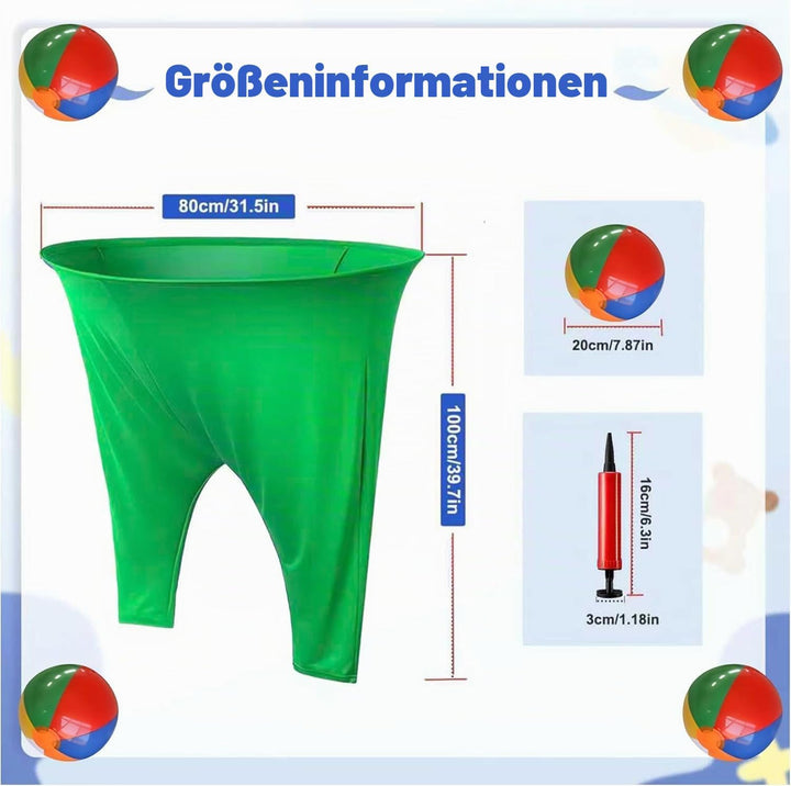 Granny Pants Gartenspiel-Set, Outdoor-Partyspiel mit 4 Hüpfbällen und 1 Pumpe, Team-Staffelspiel für