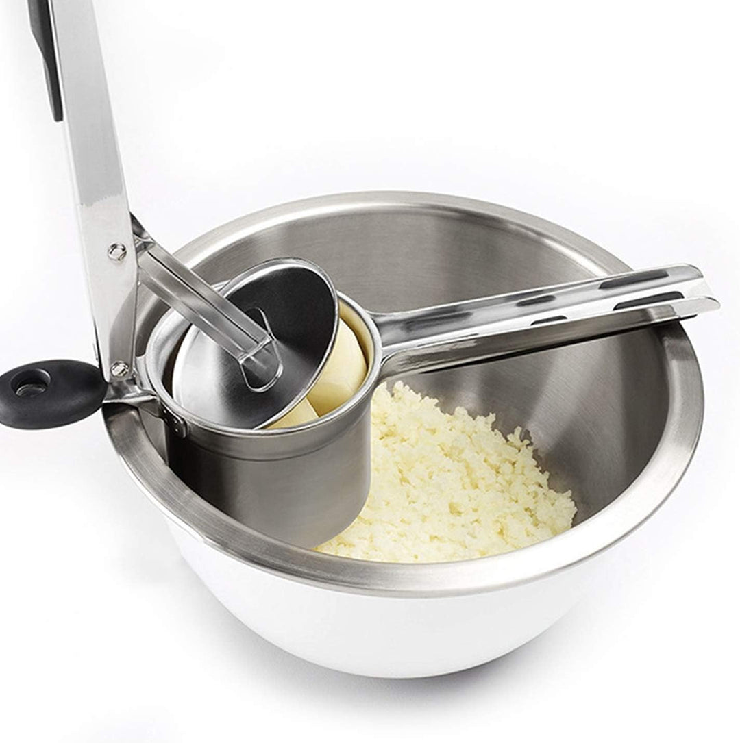 Kartoffelpresse Edelstahl, Professionelle Kartoffelstampfer Spätzlepresse mit 3 Austauschbare Spätzl