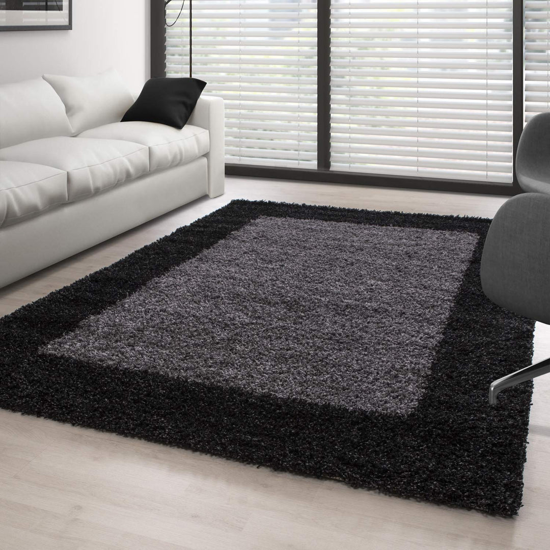 Carpettex Hochflor Teppich Wohnzimmer Shaggy Flokati Teppich Modern Bordüre Design 100 x 200 cm Flur