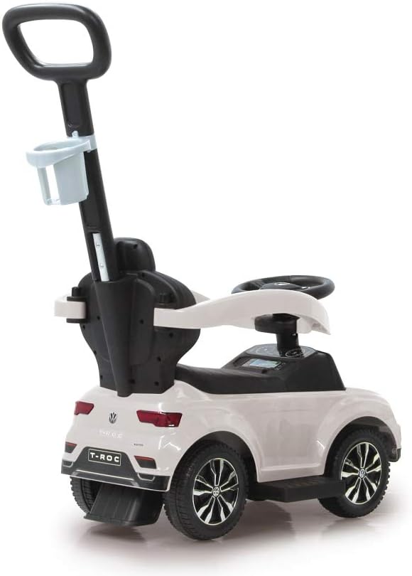 JAMARA 460463 - Rutscher VW T-ROC 3in1 - Kinderfahrzeug, Kippschutz, Kofferraum, Schub-und Haltestan