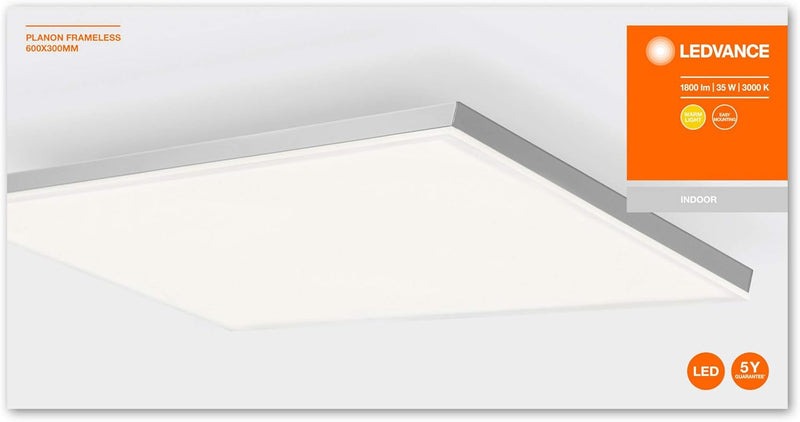 LEDVANCE LED Panel-Leuchte, Leuchte für Innenanwendungen, Warmweiss, Länge: 60x30 cm, Planon Framele