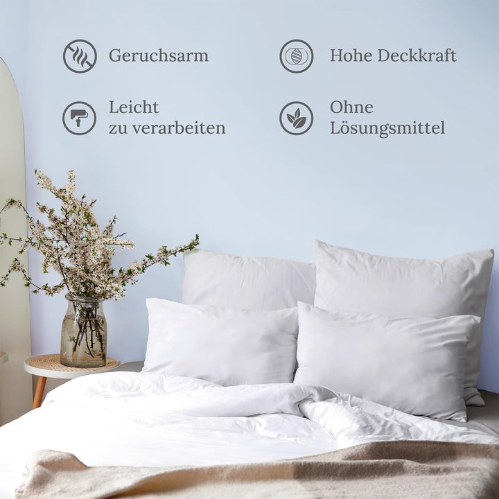 Preismaxx Profiweiss Wandfarbe blau 2,5L, hohe Deckkraft, Dispersionsfarbe innen, Innenwandfarbe Rau