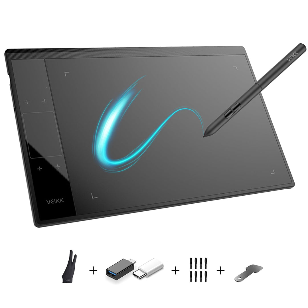 Drawing Tablet VEIKK A30V2,10x6 Zoll Grafiktablett mit 8192 Druckstufen Stift,Zeichentablett mit 4 S