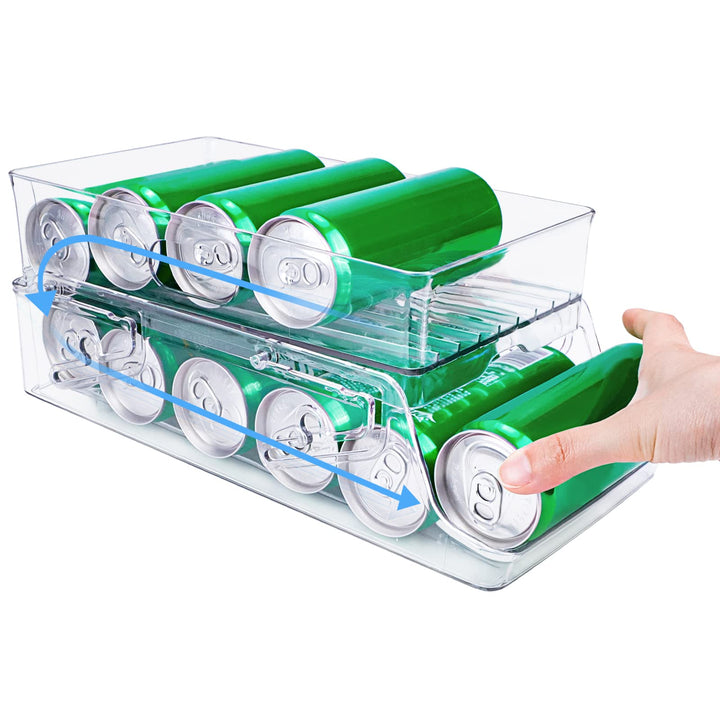 Mulaibdin Kühlschrank Organizer Dosen, Auto-Scrollen Dosenspender Kühlschrank, 2 Tier Fridge Organiz