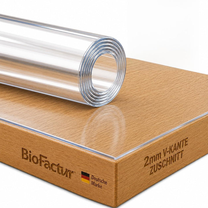 BioFactur Tischfolie transparent nach mass | glasklar durchsichtige tischdecke | 2 mm tischschutz tr