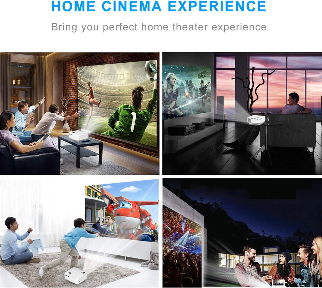 HOPVISION Mini Beamer - 7500 Lumen, 1080p Full HD, LCD, Heimkino/Outdoor, USB & HDMI, Tragbar, 240"