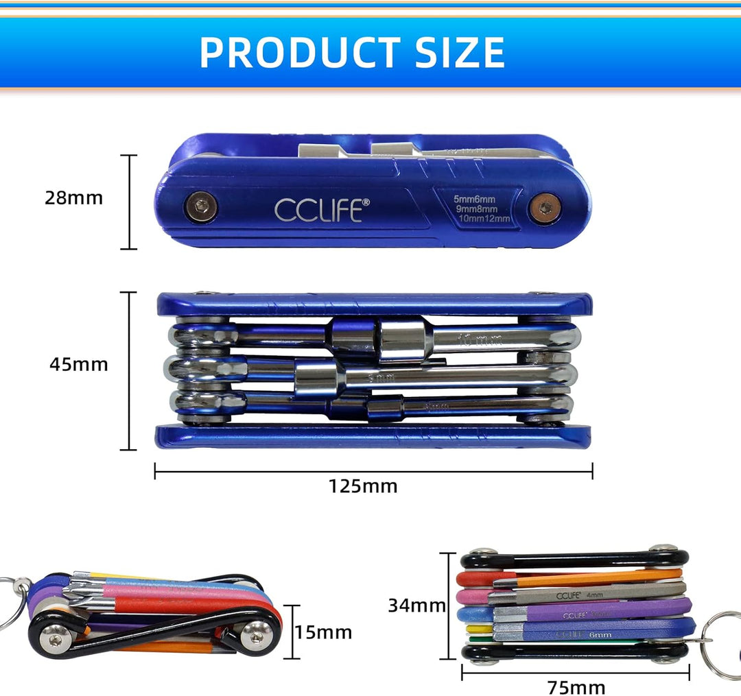 CCLIFE 2tlg Fahrrad Multifunktionswerkzeug Miniwerkzeug Faltbares Reparatur Werkzeug Set Blue 2tlg,
