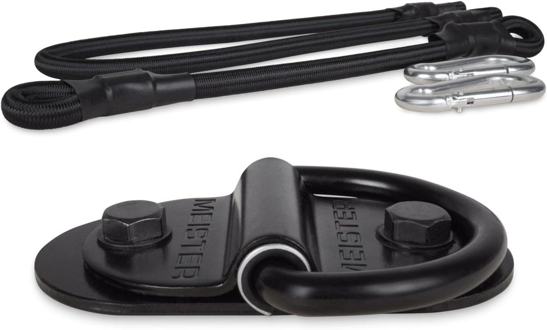 Meister Doppel-End Boxsack D-Ring Bodenanker-Montagekit mit Bungees – Schwarz