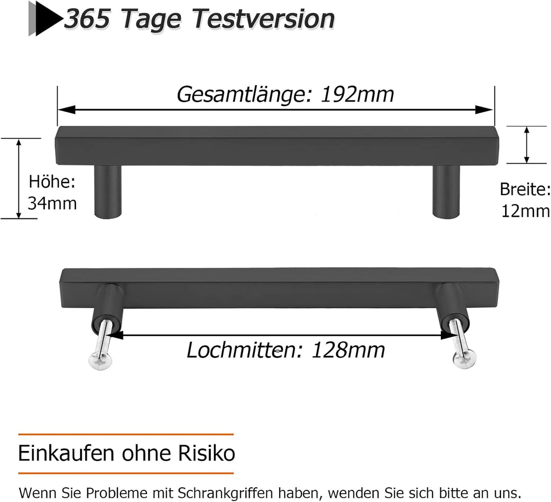 LONTAN 15 Stück Griffe für Küchenschränke Schwarz Schrankgriffe Schwarz 128mm lochabstand Küchengrif