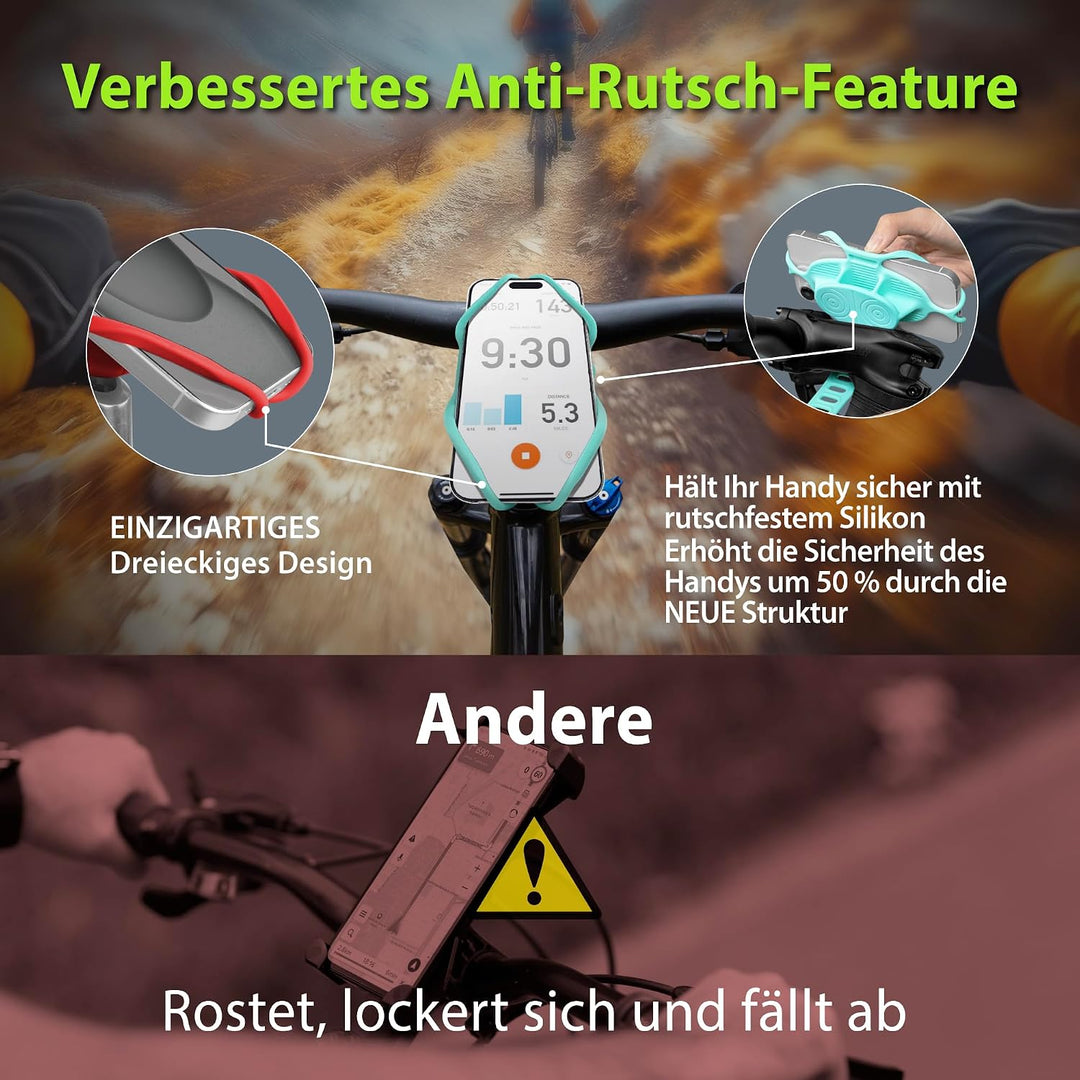 Bone Bike Tie 5 Pro – Handyhalterung Fahrrad Vorbau mit Silicone Stossdämpfung, Silikon Handyhalter