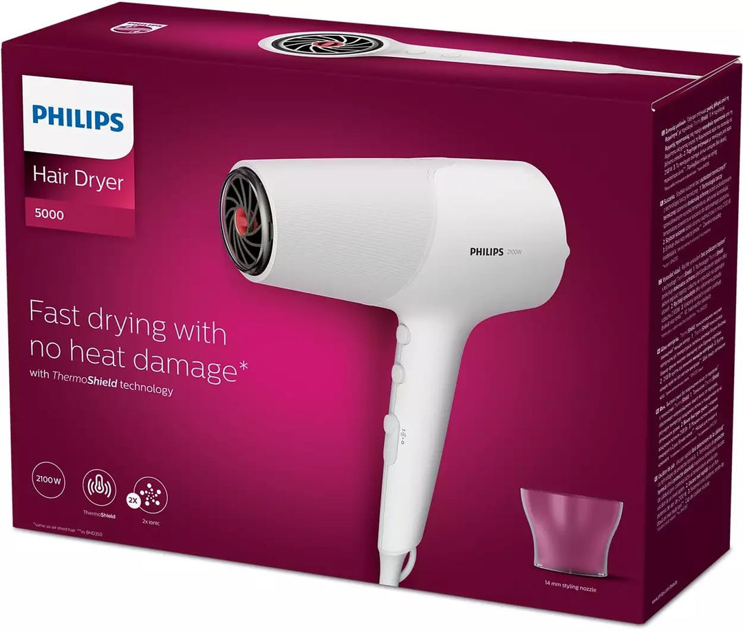 Philips Haartrockner der Serie 5000 mit ThermoShield Technologie, 3 Heiz- und 2 Geschwindigkeitsstuf