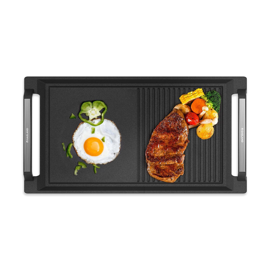 GASLAND IHGD-S23C Grillplatte mit Seitengriffen, Grillpfannen für Induktionskochfelder, Gusseisen mi