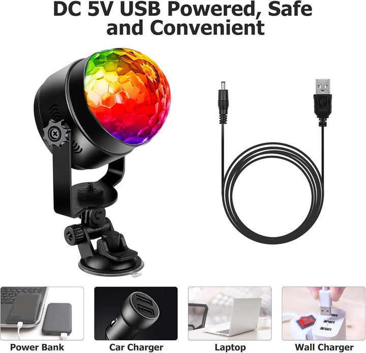 Auton 2 Packungen Discokugel 360° drehbares LED-Discolicht mit Musikaktivierung und Fernbedienung 3