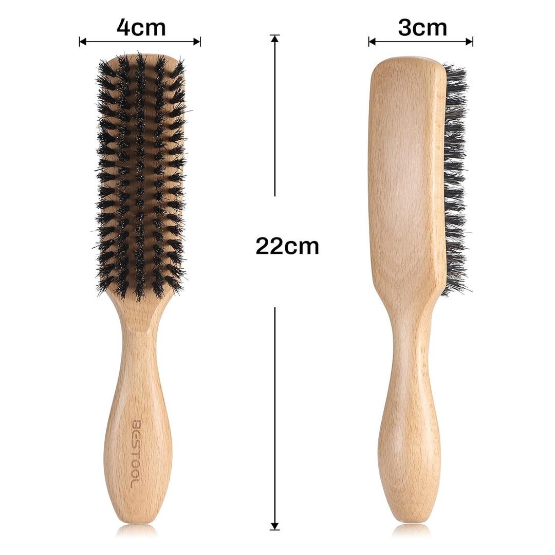 BESTOOL Haarbürste, Wildschweinborsten Bürste für Damen Herren Kinder zum Entwirren & Stylen, Naturb