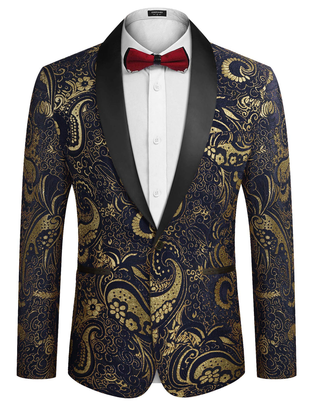 Coofandy Men's Floral Tuxedo Jacket Luxury Embroidered Suit Wedding Blazer Dinner Tuxedo for Party B