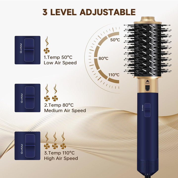 Hair Styler 6 in 1, Airstyler Haarstyler Set mit Rundbürstenföhn, Warmluftbürste, Airflow Lockenstab