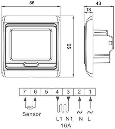 Thermostat E91 mit LCD-Touchscreen 16A - Digitales Raumthermostat programmierbar mit Internem Temper