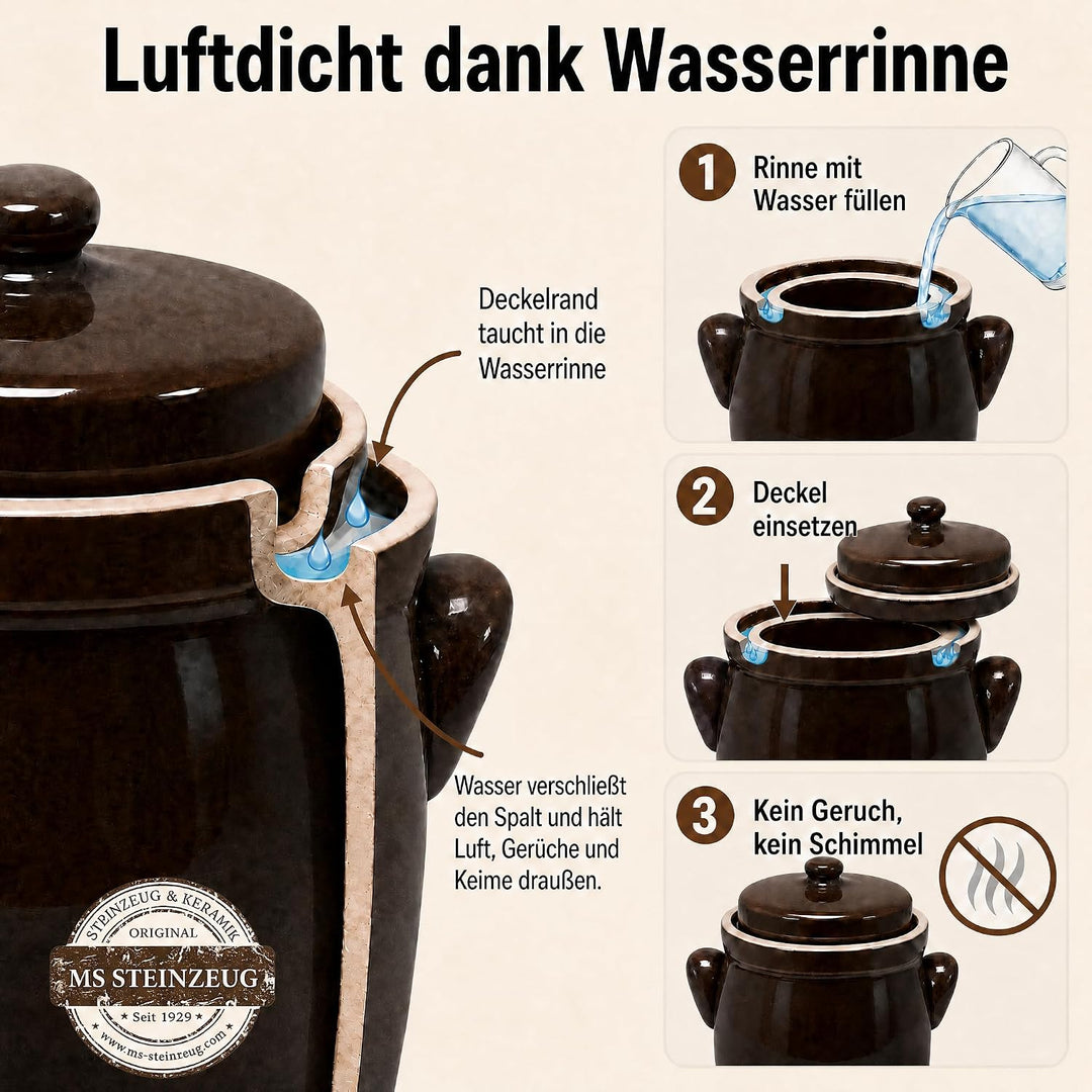 SCHMITT Gärtopf-Set braun 10 l mit Deckel und Steinen