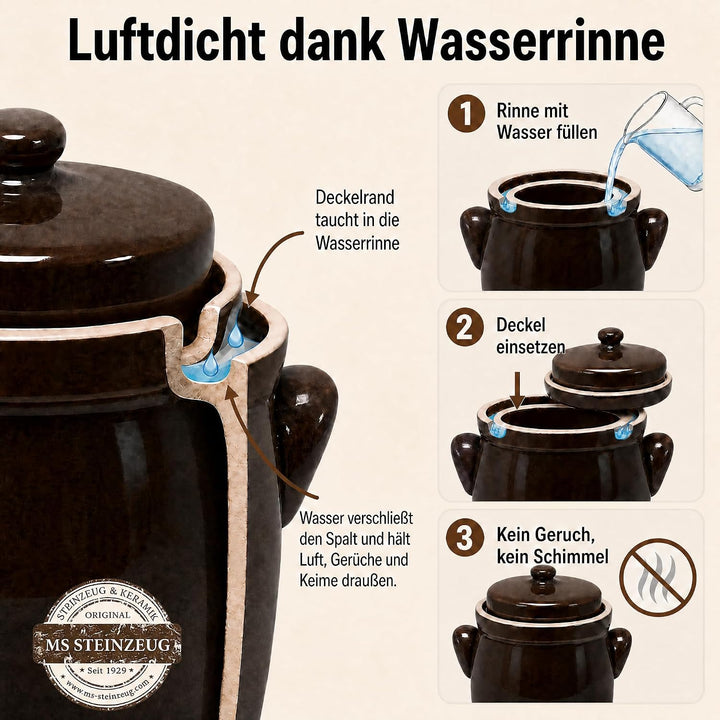 SCHMITT Gärtopf-Set braun 10 l mit Deckel und Steinen