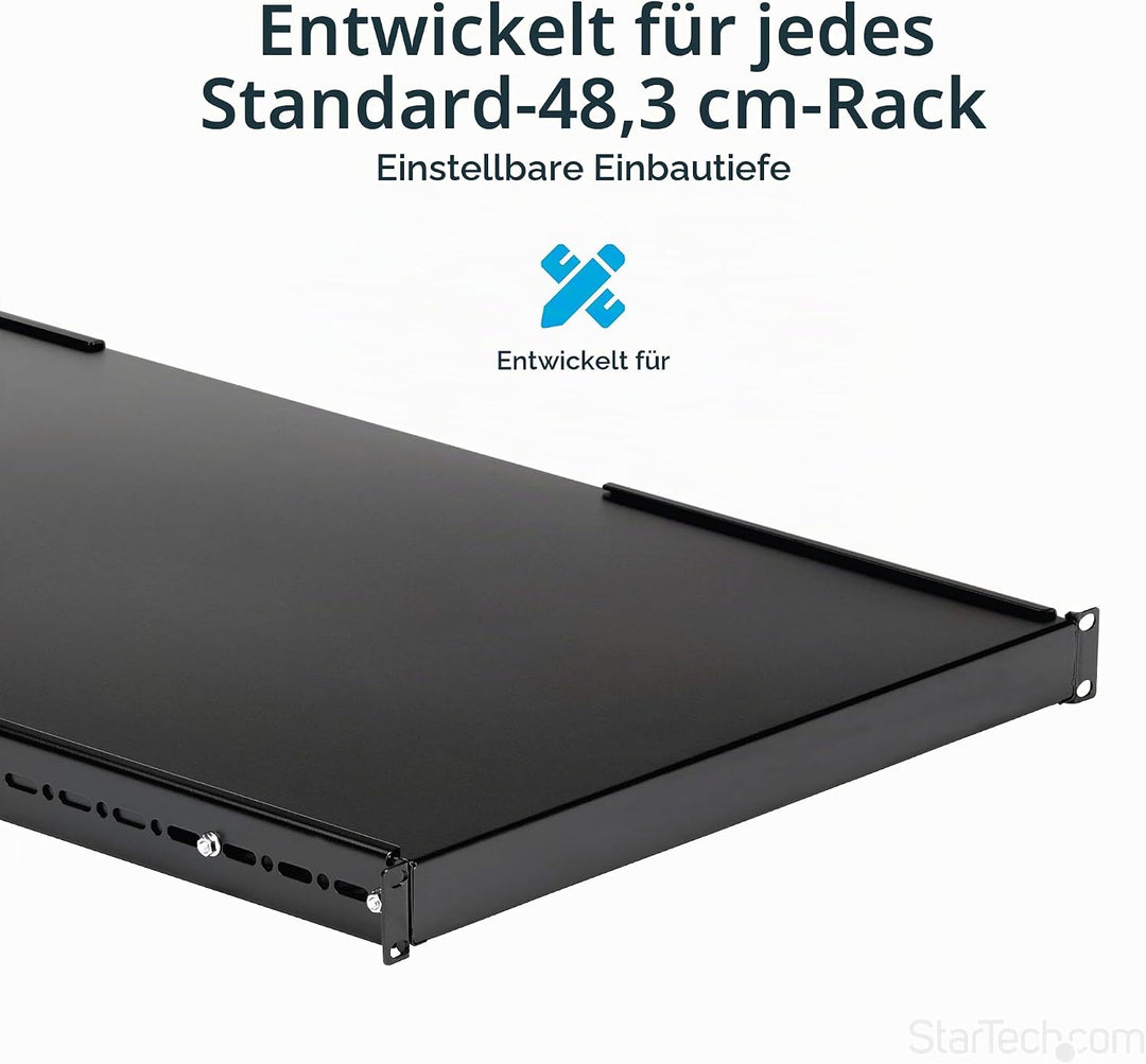 StarTech.com 1HE Verstellbares Server Rack Fachboden - 150 kg - 49,5 bis 97,4 cm Verstellbare Einbau