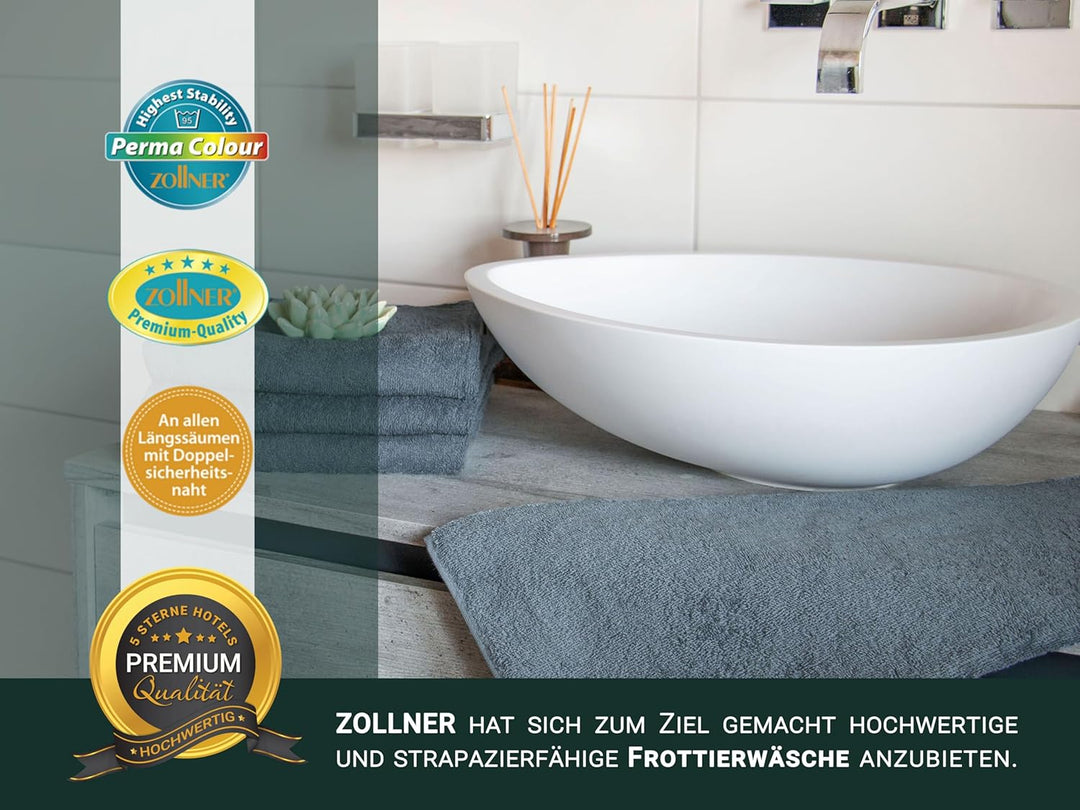 ZOLLNER 6er Set Handtücher, 50x100 cm, Baumwolle, Kochfest, grau 50 x 100 cm Grau, 50 x 100 cm Grau