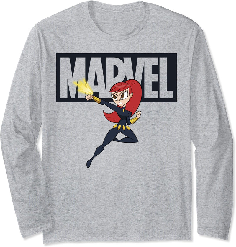 Marvel Avengers Black Widow Logo Doodle Langarmshirt