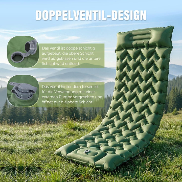Elegear Isomatte Camping, 12CM Verdicktes Aufblasbare Luftmatratze mit Fusspumpe, Strapazierfähiges