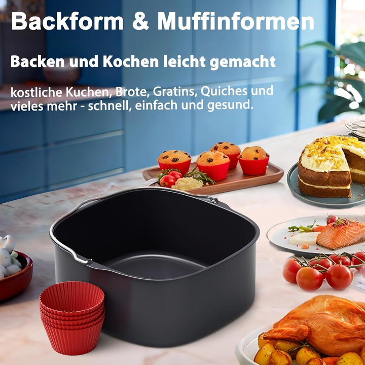 Heissluftfritteuse Zubehör für Philips Airfryer 3000-5000 serie 9L, Faltbar Silikonform Heissluftfri